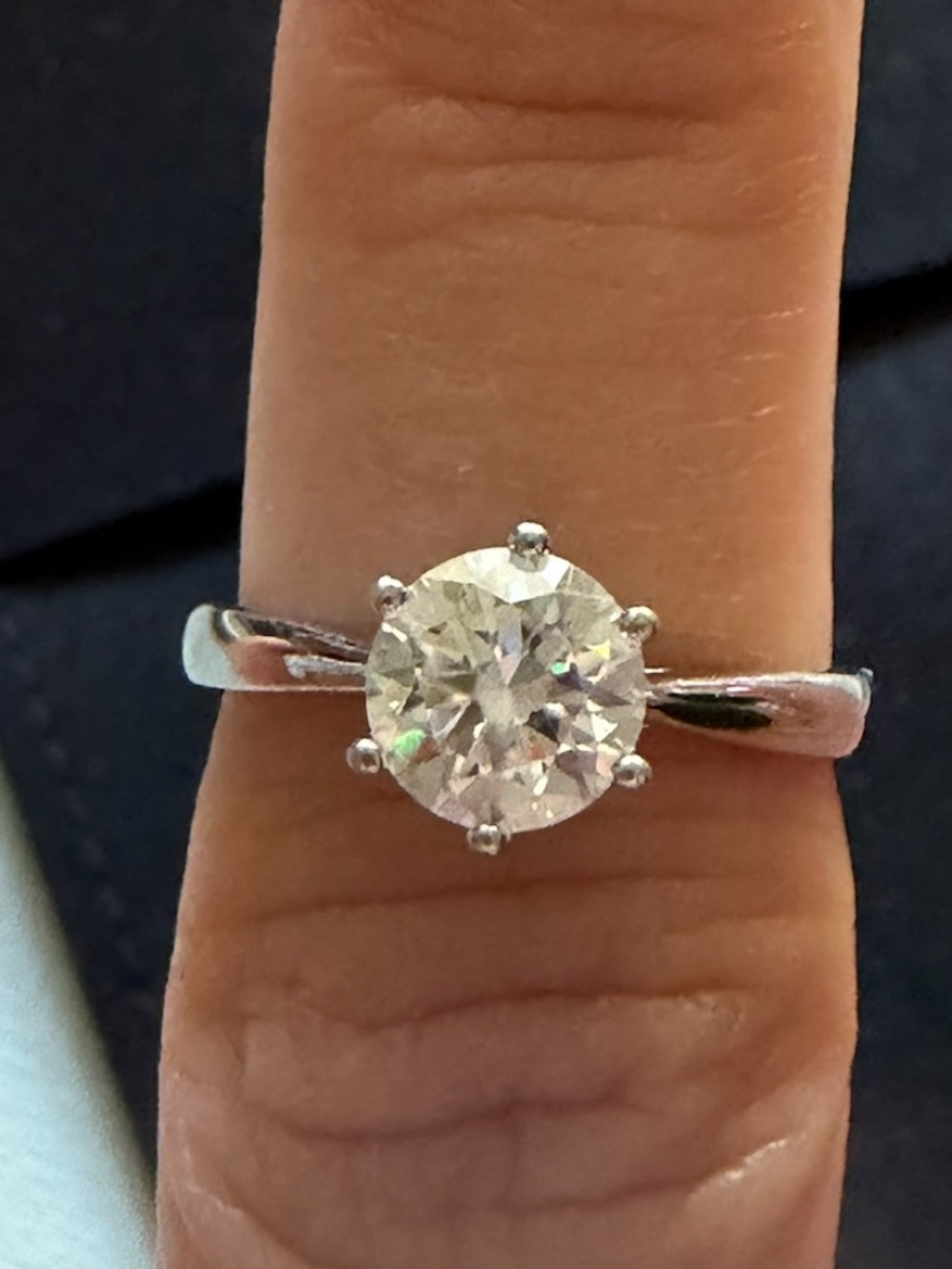 Moissanite Solitaire 1 ct Ring S925 Sterling Silver 6 Prong Classic Size 6